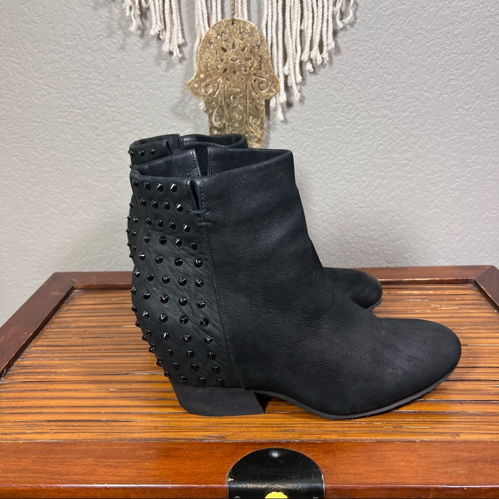 Gentle Souls Black Ankle Boots with Studded Detail